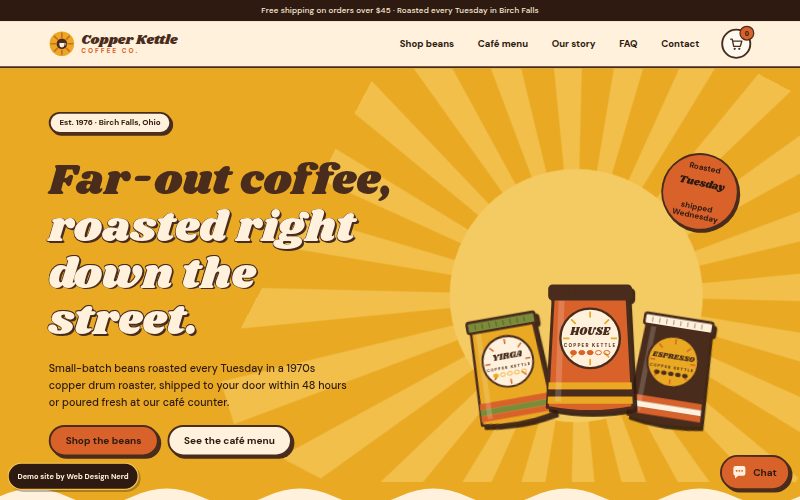 Coffee shop website and online store