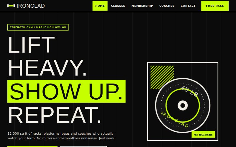 Gym website design